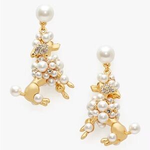 Kate Spade Poodle and Poms Gold Pearl Earrings